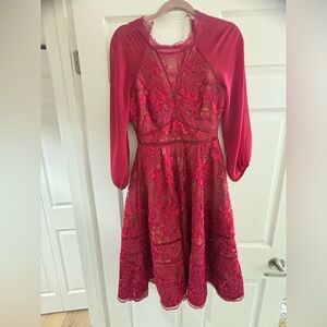 Beautiful Marchesa Notte Maroon Dress